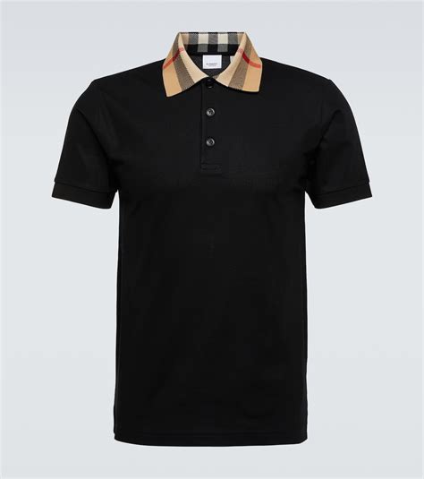 burberry shirt herren weiß|Check Cotton Blend Polo Shirt in White/black .